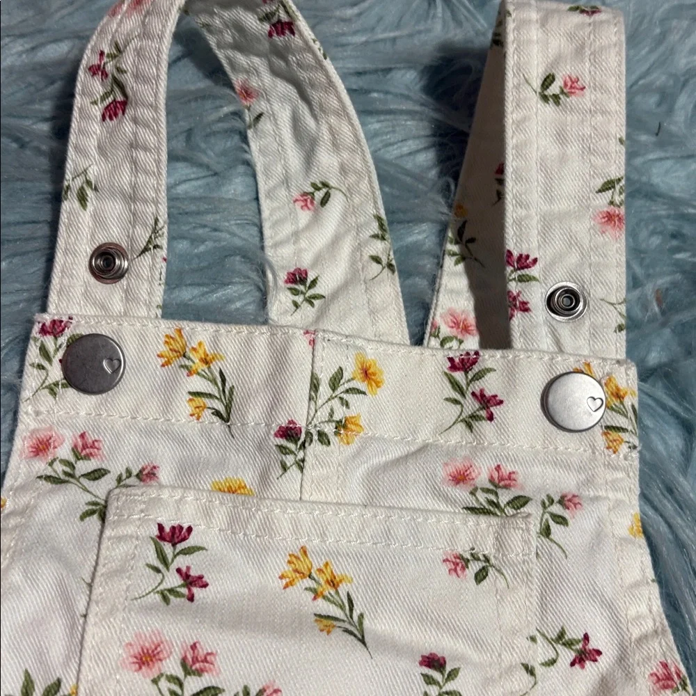 The Children's Place Floral Patterned White Overalls Sz 4T